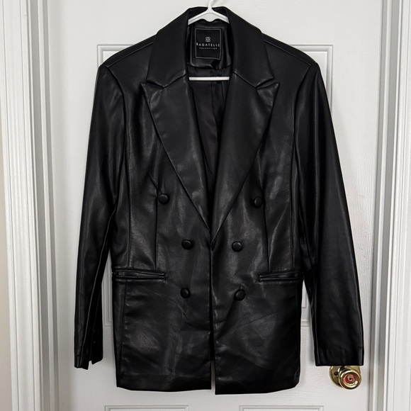 Bagatelle Collection Jackets & Blazers - Bagatelle Collection Women’s Black Faux Leather Double-Breasted Blazer Size M